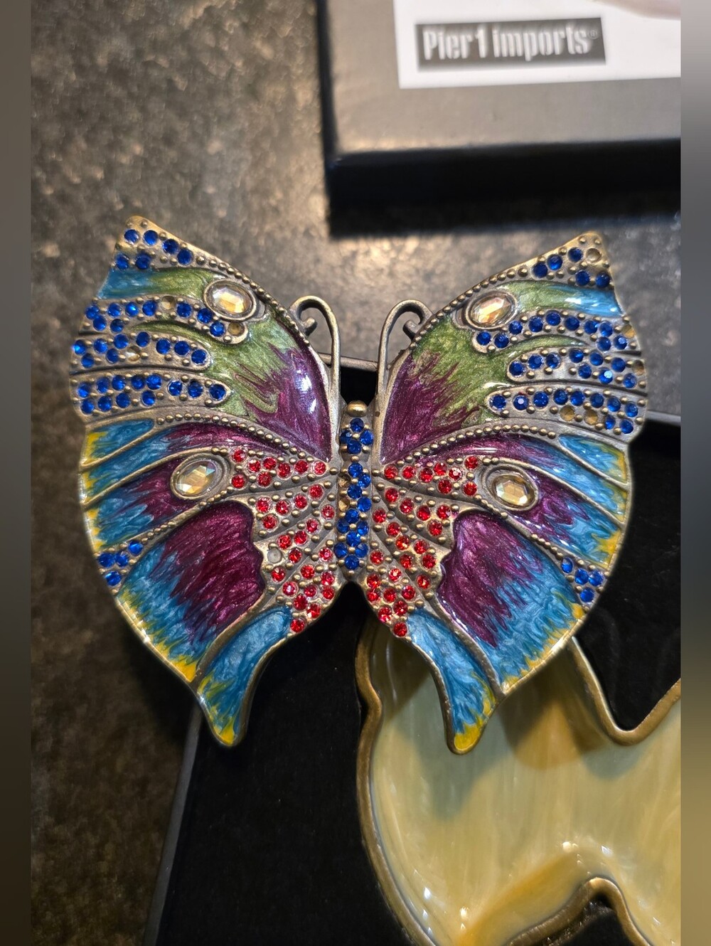 Pier 1 Imports Butterfly Cloisonné Trinket Box Multicolor New in Box